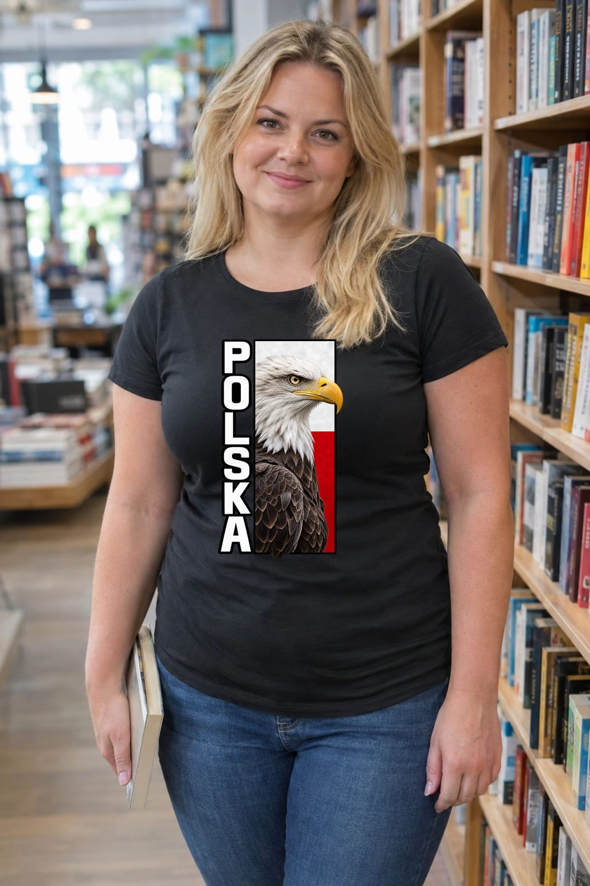 Koszulka damska czarna Polska orzeł patriotyczna z flagą prezent, zdjęcie 8