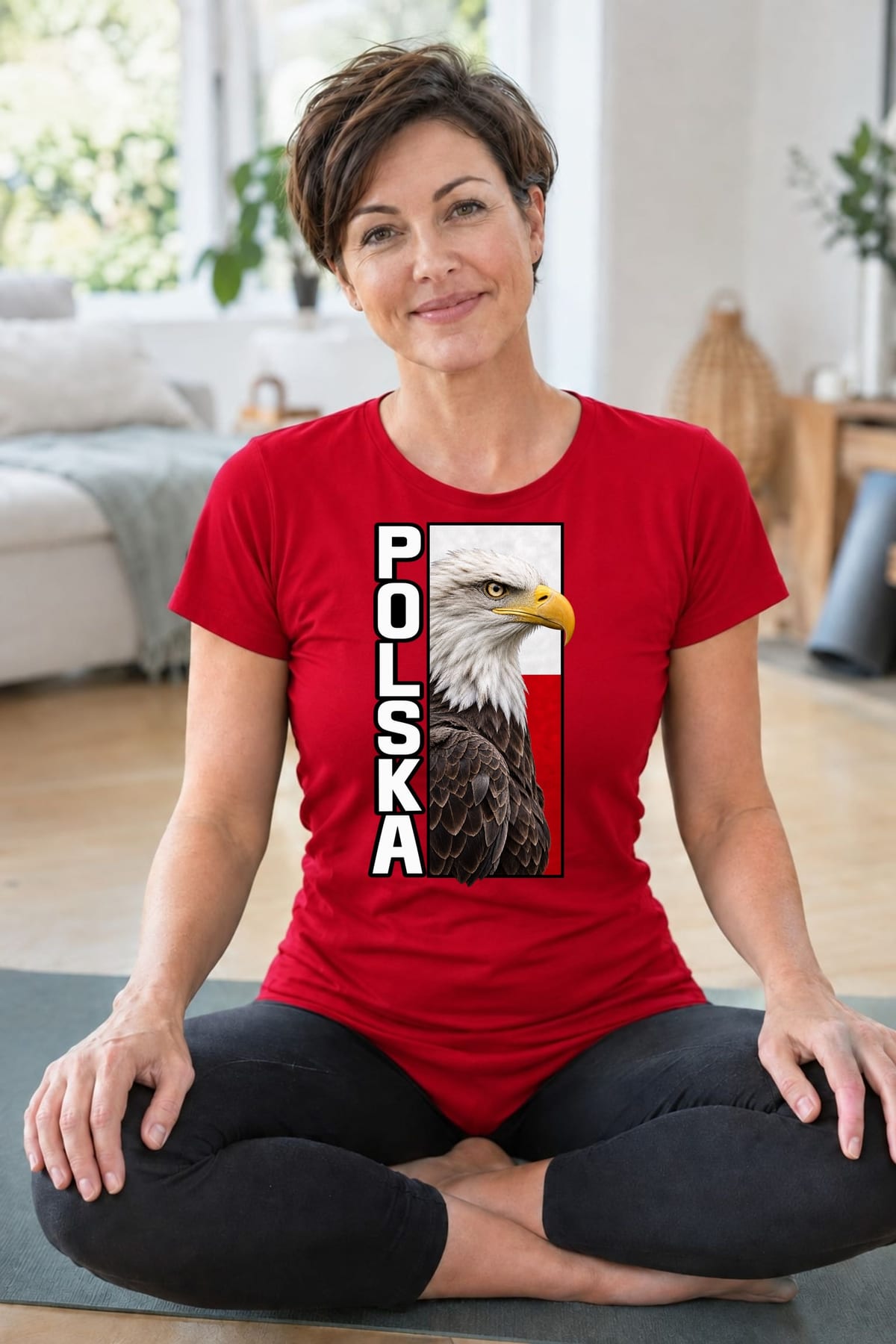 Koszulka damska czerwona Polska orzeł patriotyczna z flagą prezent, zdjęcie 5
