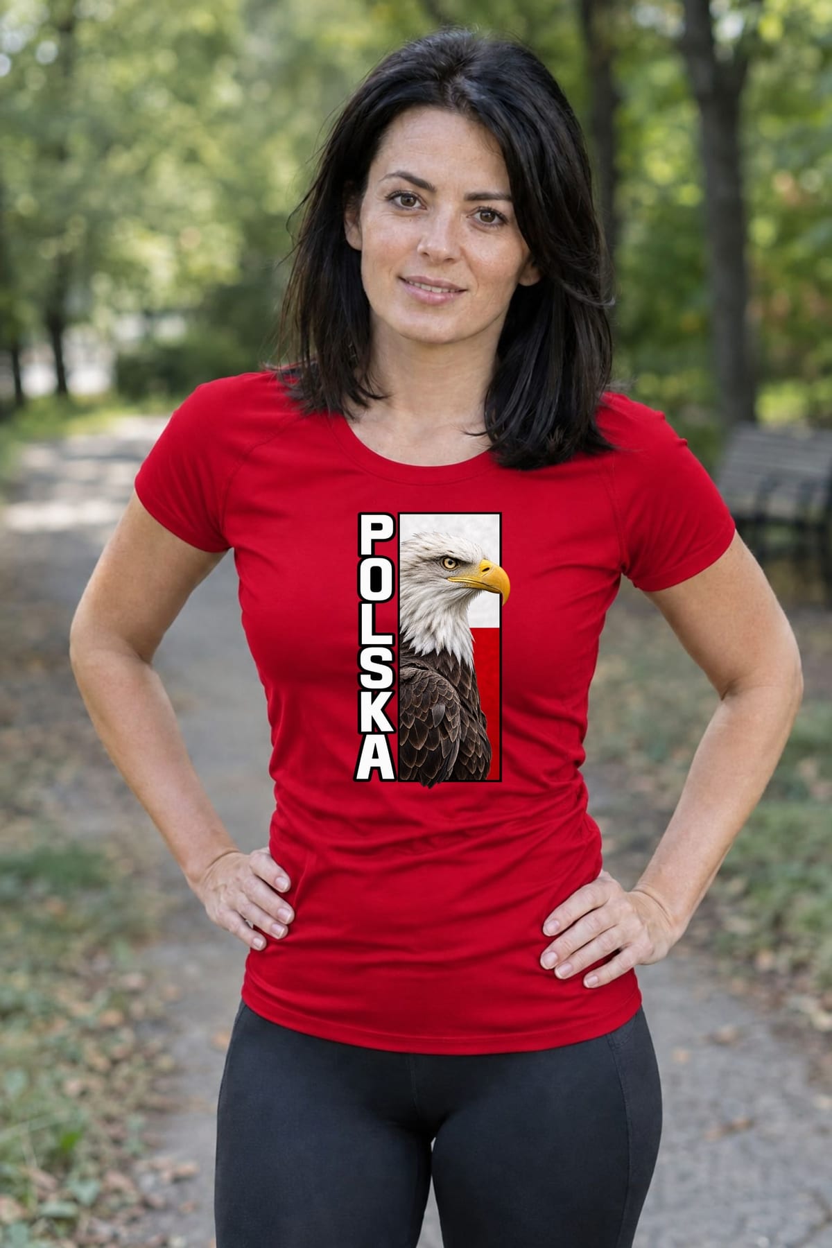Koszulka damska czerwona Polska orzeł patriotyczna z flagą prezent, zdjęcie 8