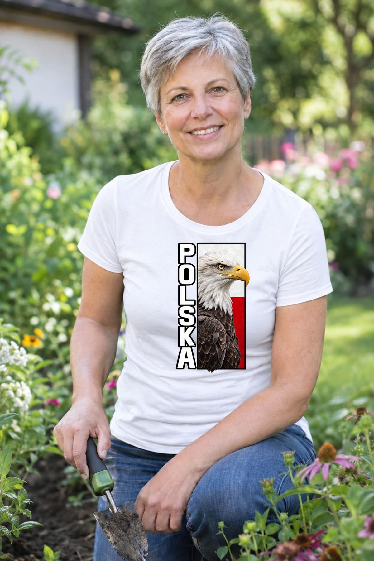 Koszulka damska biała Polska orzeł patriotyczna z flagą prezent, zdjęcie 8
