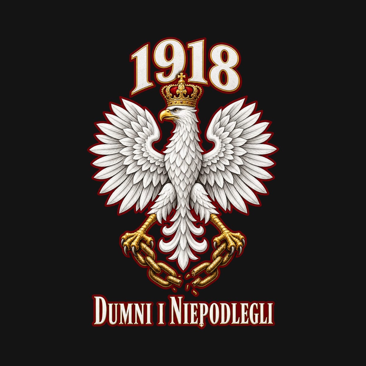 Koszulka damska czarna dumni i niepodlegli orzeł 1918 patriotyczna, zdjęcie 2