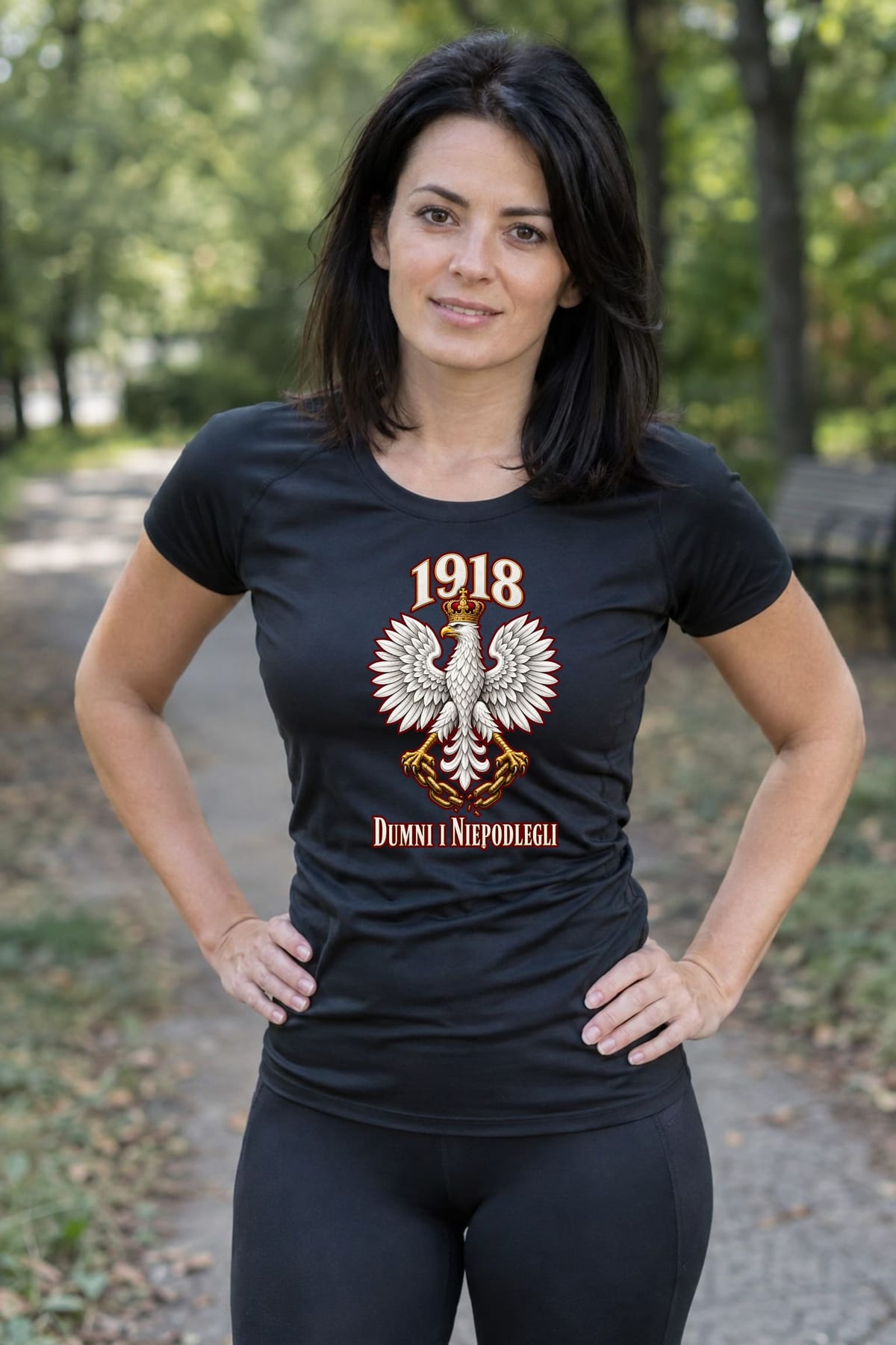 Koszulka damska czarna dumni i niepodlegli orzeł 1918 patriotyczna, zdjęcie 5