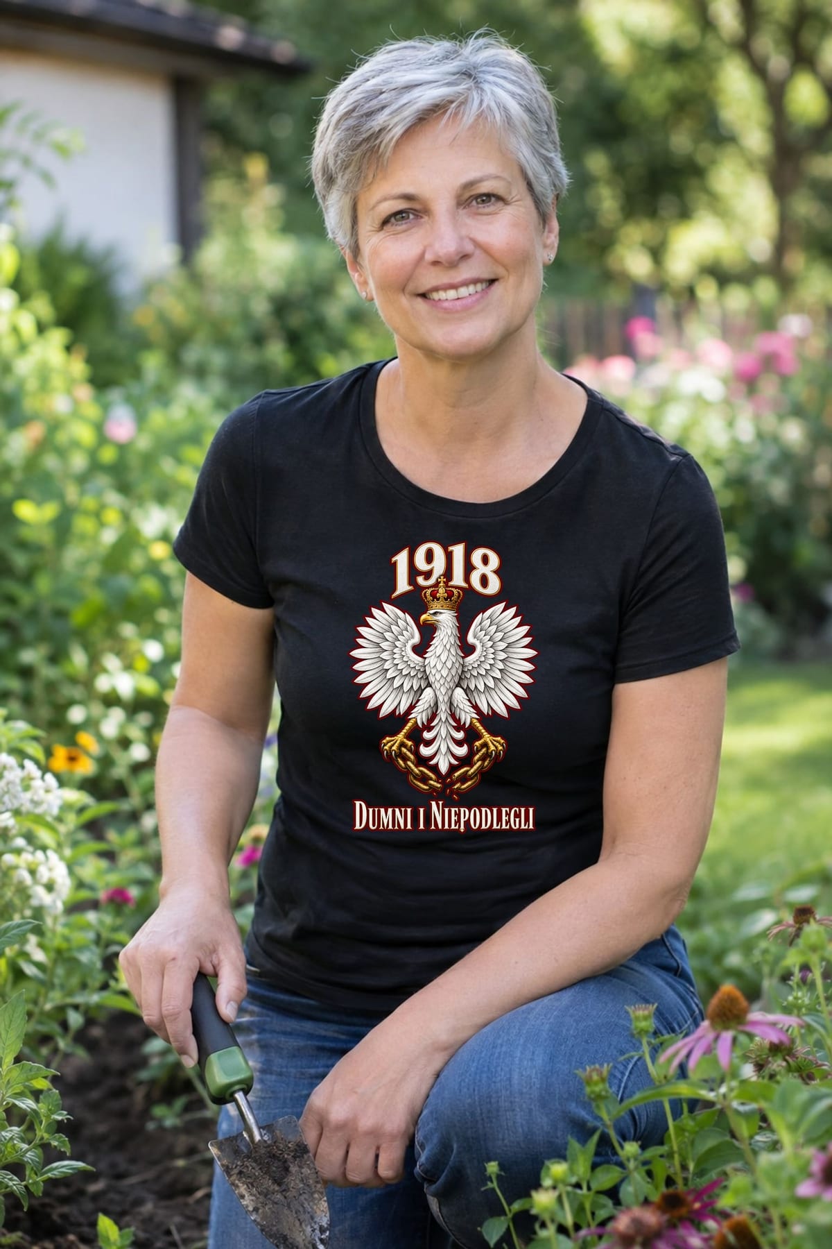 Koszulka damska czarna dumni i niepodlegli orzeł 1918 patriotyczna, zdjęcie 6