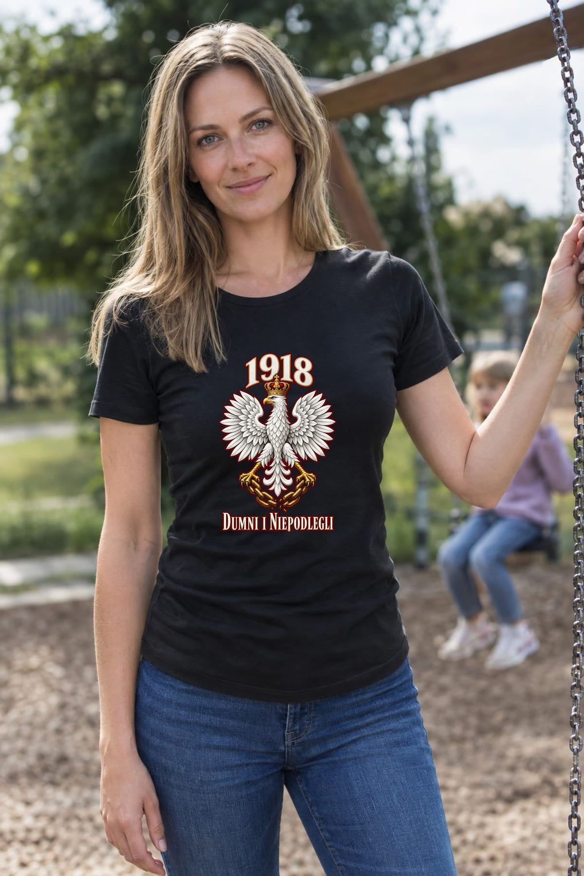 Koszulka damska czarna dumni i niepodlegli orzeł 1918 patriotyczna, zdjęcie 7