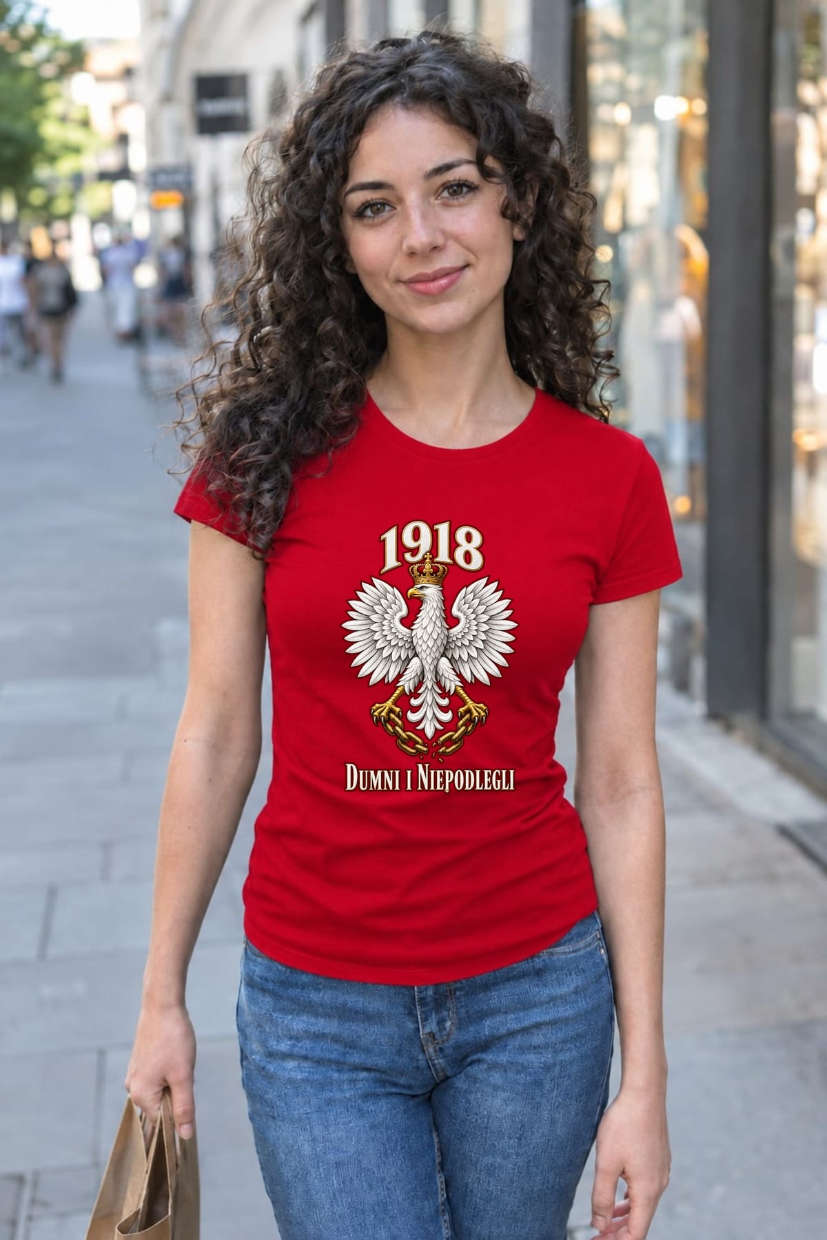 Koszulka damska czerwona dumni i niepodlegli orzeł 1918 patriotyczna, zdjęcie 4