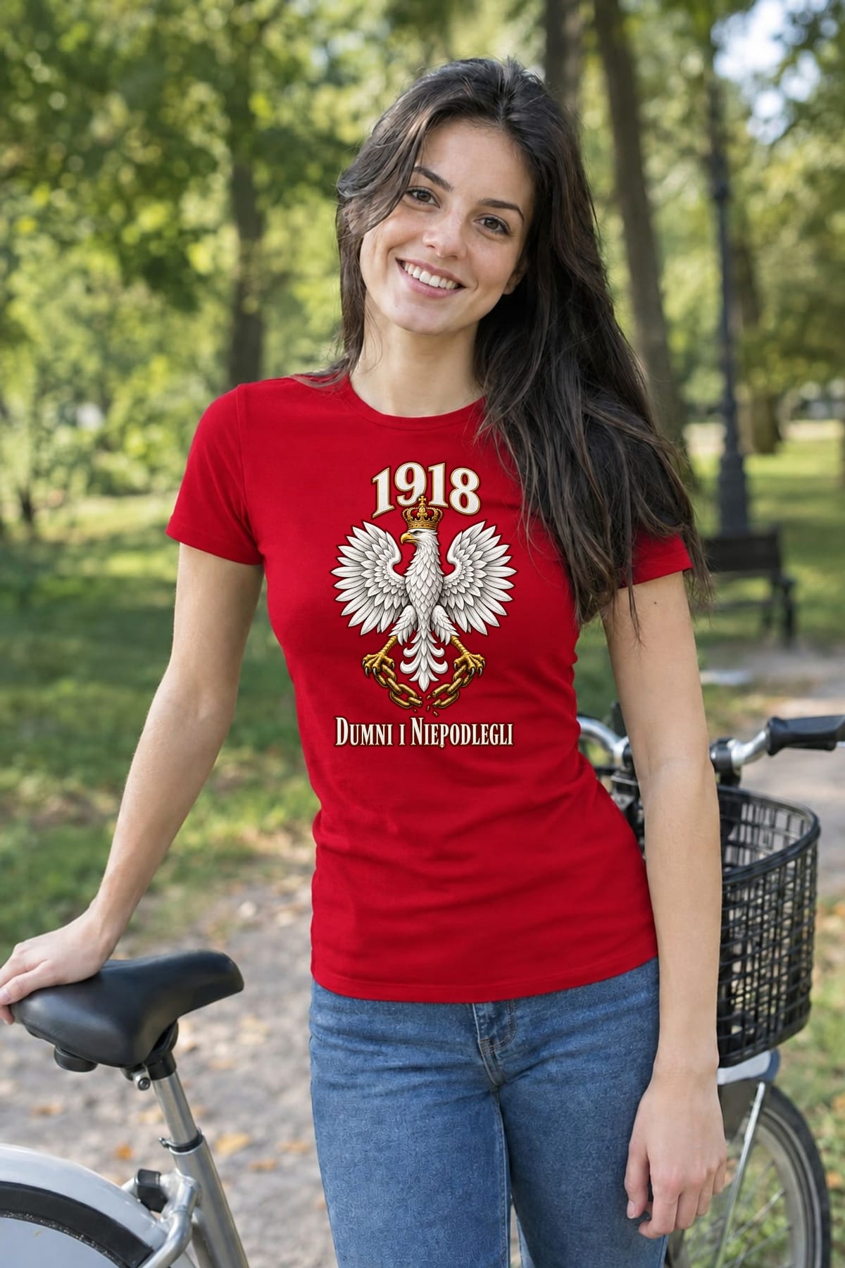 Koszulka damska czerwona dumni i niepodlegli orzeł 1918 patriotyczna, zdjęcie 5