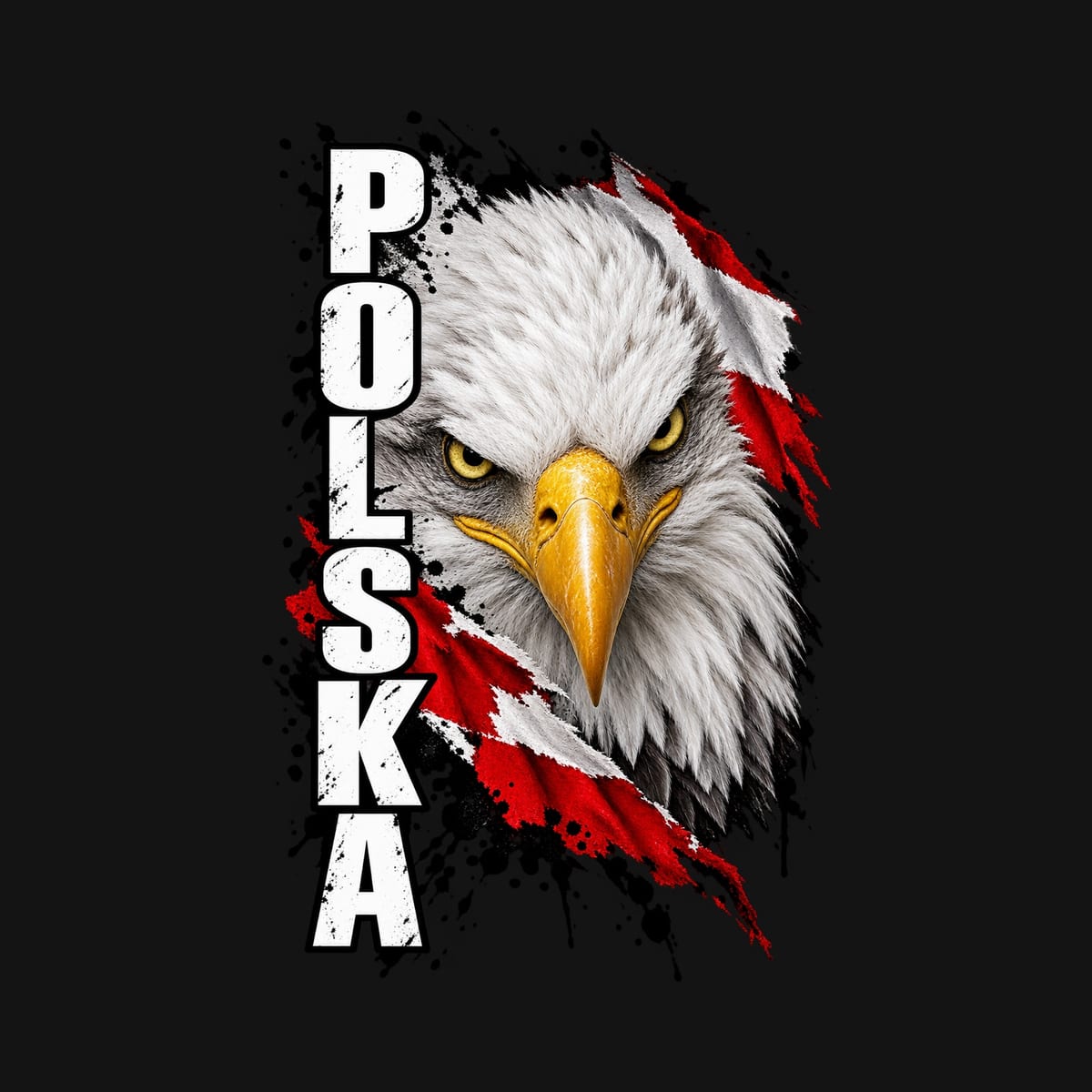 Koszulka damska czarna Polska orzeł z napisem patriotyczna prezent, zdjęcie 2