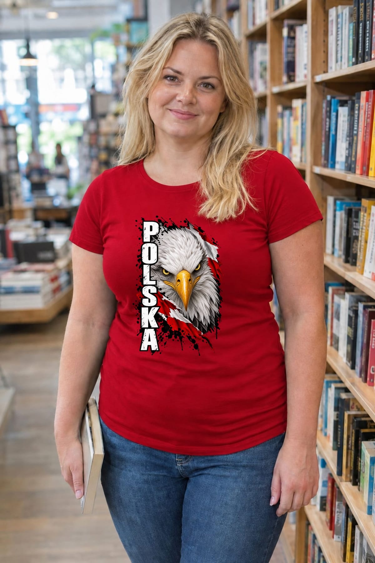 Koszulka damska czerwona Polska orzeł z napisem patriotyczna, zdjęcie 4