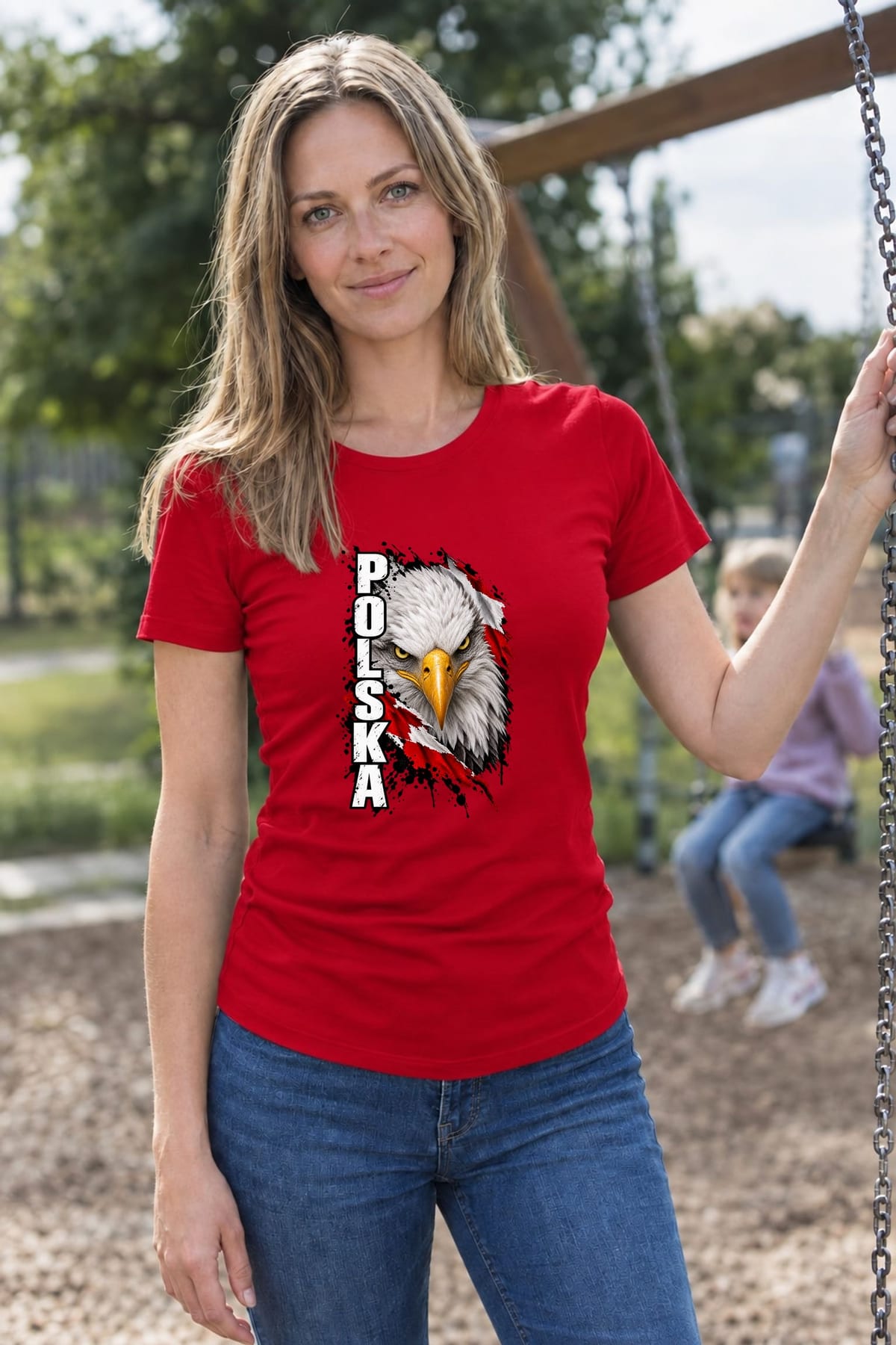Koszulka damska czerwona Polska orzeł z napisem patriotyczna, zdjęcie 8