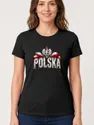 Koszulka damska czarna Polska orzeł kamienne litery patriotyczna, zdjęcie 1