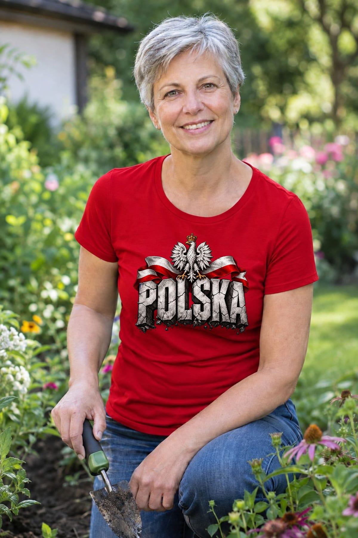 Koszulka damska czerwona Polska orzeł kamienne litery patriotyczna, zdjęcie 5