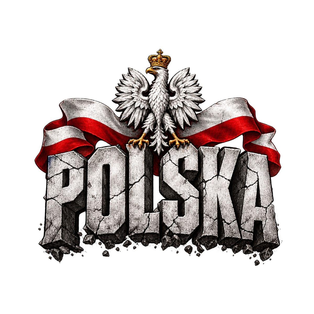 Koszulka damska biała Polska orzeł kamienne litery patriotyczna, zdjęcie 2