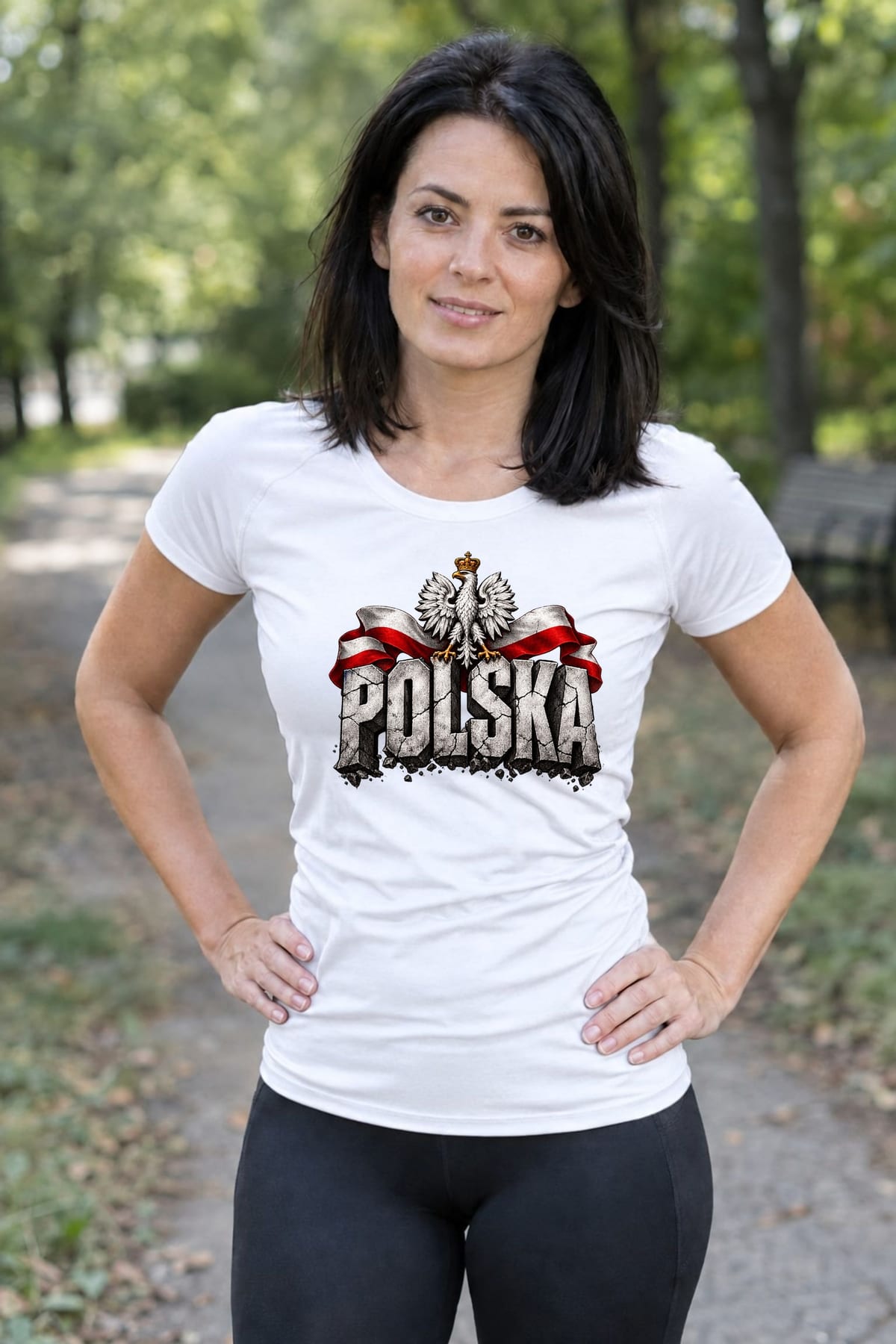 Koszulka damska biała Polska orzeł kamienne litery patriotyczna, zdjęcie 4