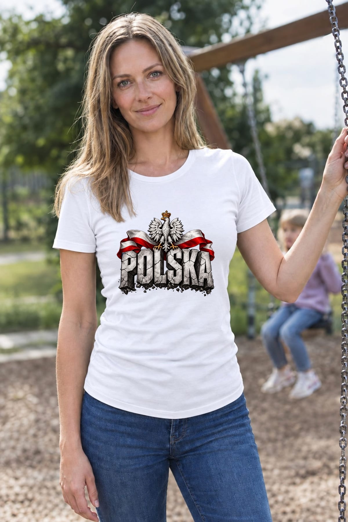 Koszulka damska biała Polska orzeł kamienne litery patriotyczna, zdjęcie 8