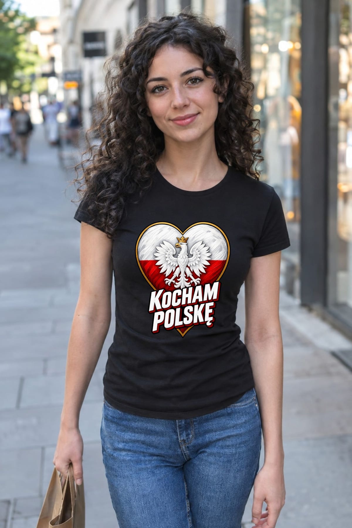 Koszulka damska czarna kocham polskę patriotyczna z orłem prezent, zdjęcie 3