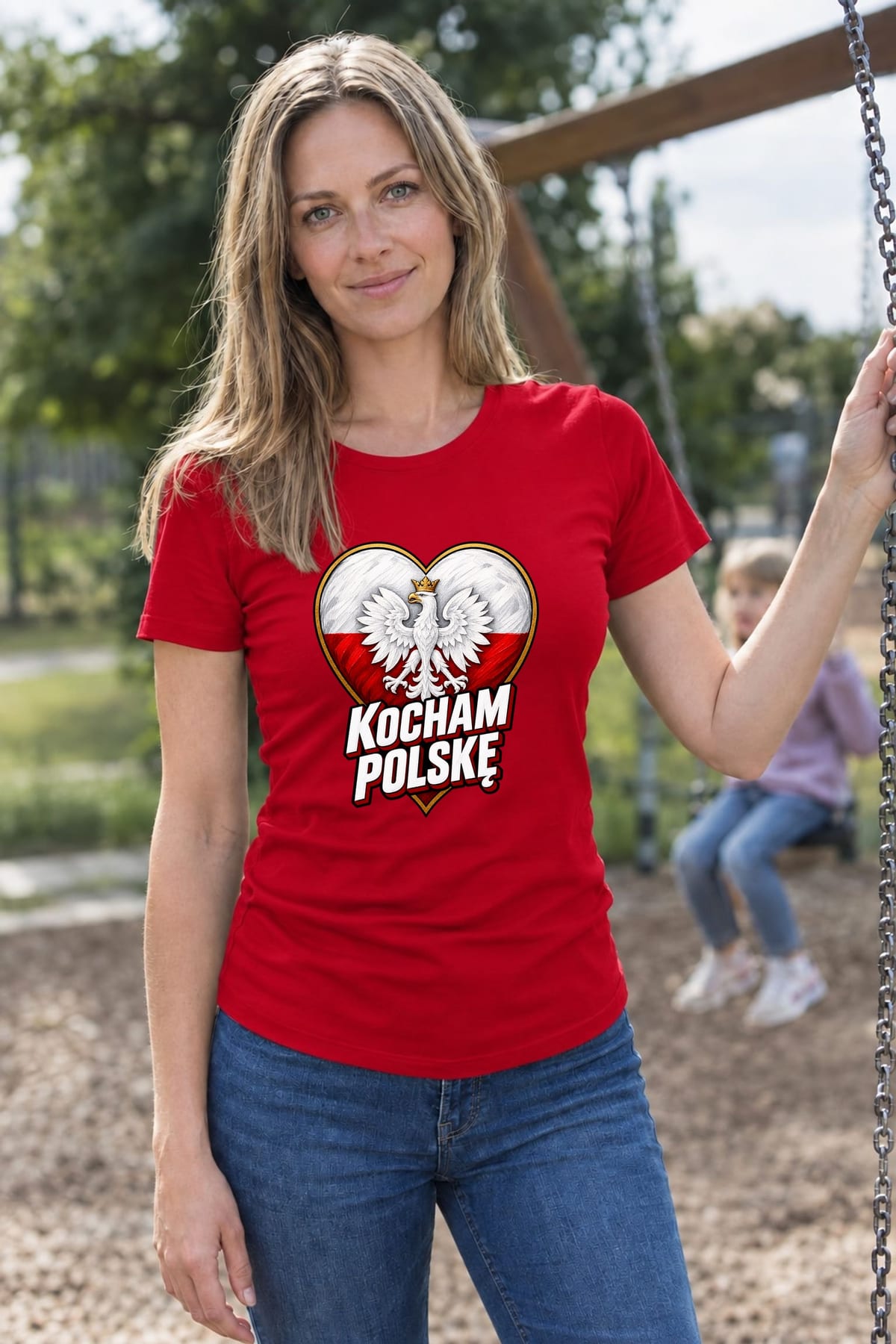 Koszulka damska czerwona kocham polskę patriotyczna z orłem prezent, zdjęcie 5