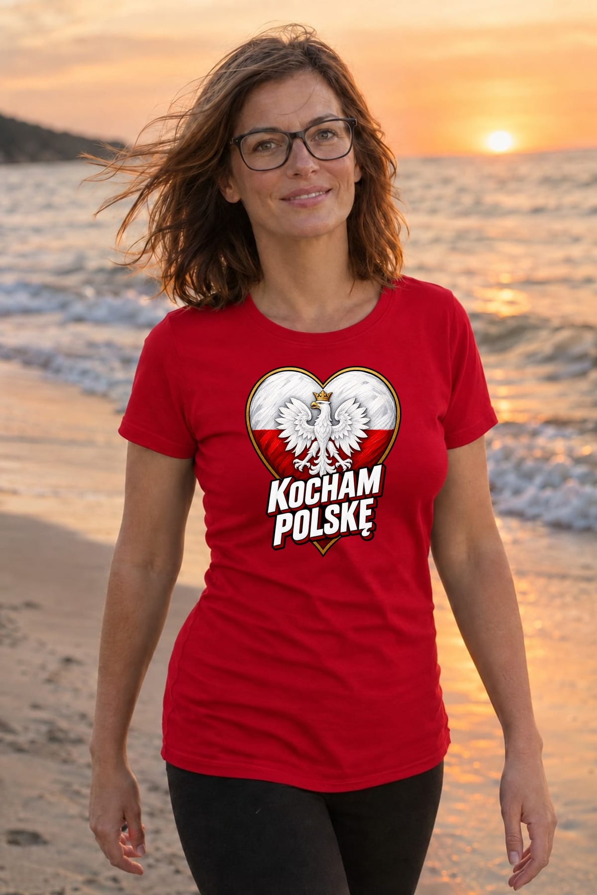 Koszulka damska czerwona kocham polskę patriotyczna z orłem prezent, zdjęcie 6