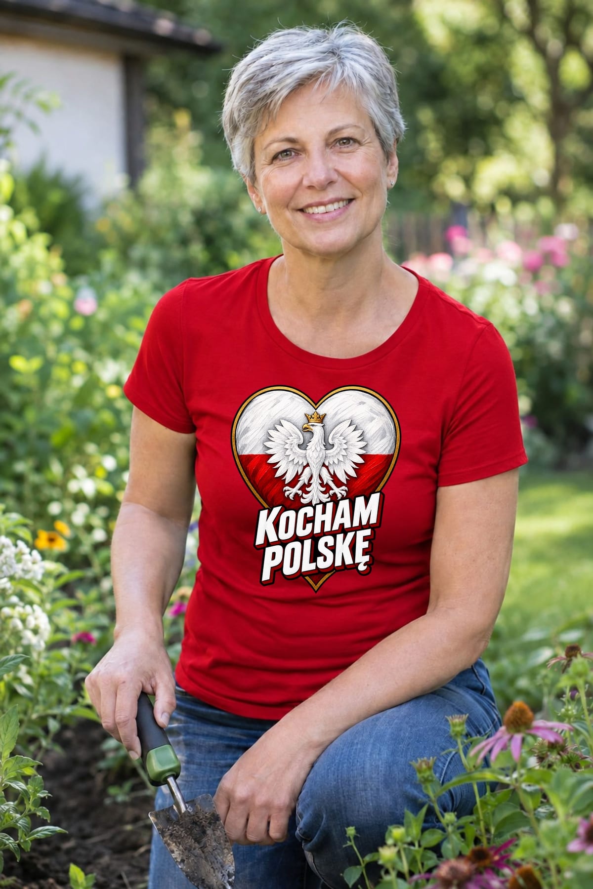 Koszulka damska czerwona kocham polskę patriotyczna z orłem prezent, zdjęcie 8