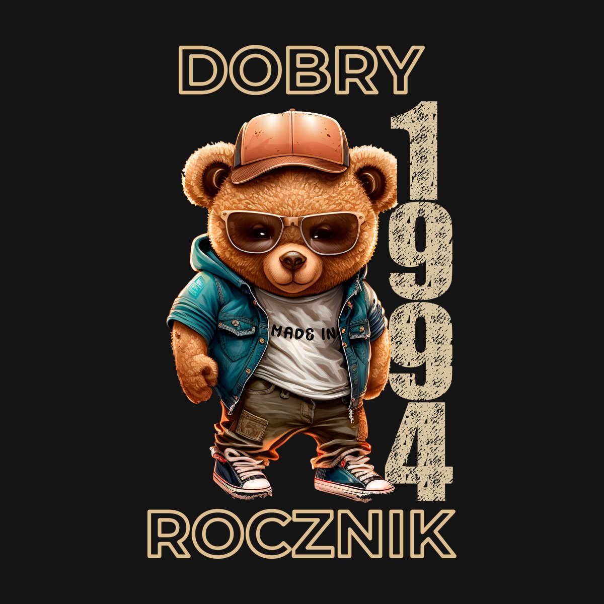 Koszulka damska czarna z misiem Dobry rocznik rocznik 1994 prezent na urodziny, zdjęcie 2