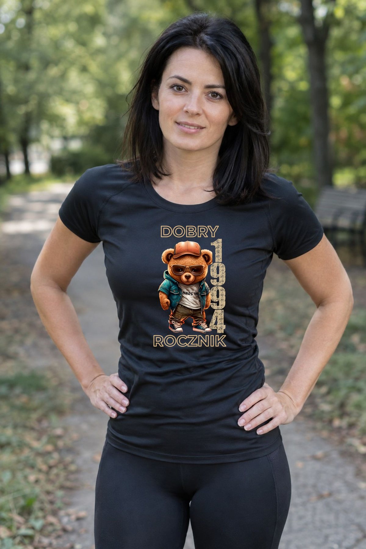 Koszulka damska czarna z misiem Dobry rocznik rocznik 1994 prezent na urodziny, zdjęcie 4