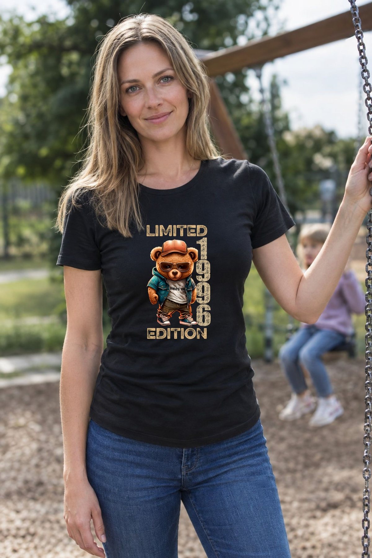 Koszulka damska czarna z misiem Limited Edition rocznik 1996 prezent na urodziny, zdjęcie 5
