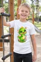 Koszulka z dinozaurem dla chłopca biała słodki kawaii z chmurkami, zdjęcie 5