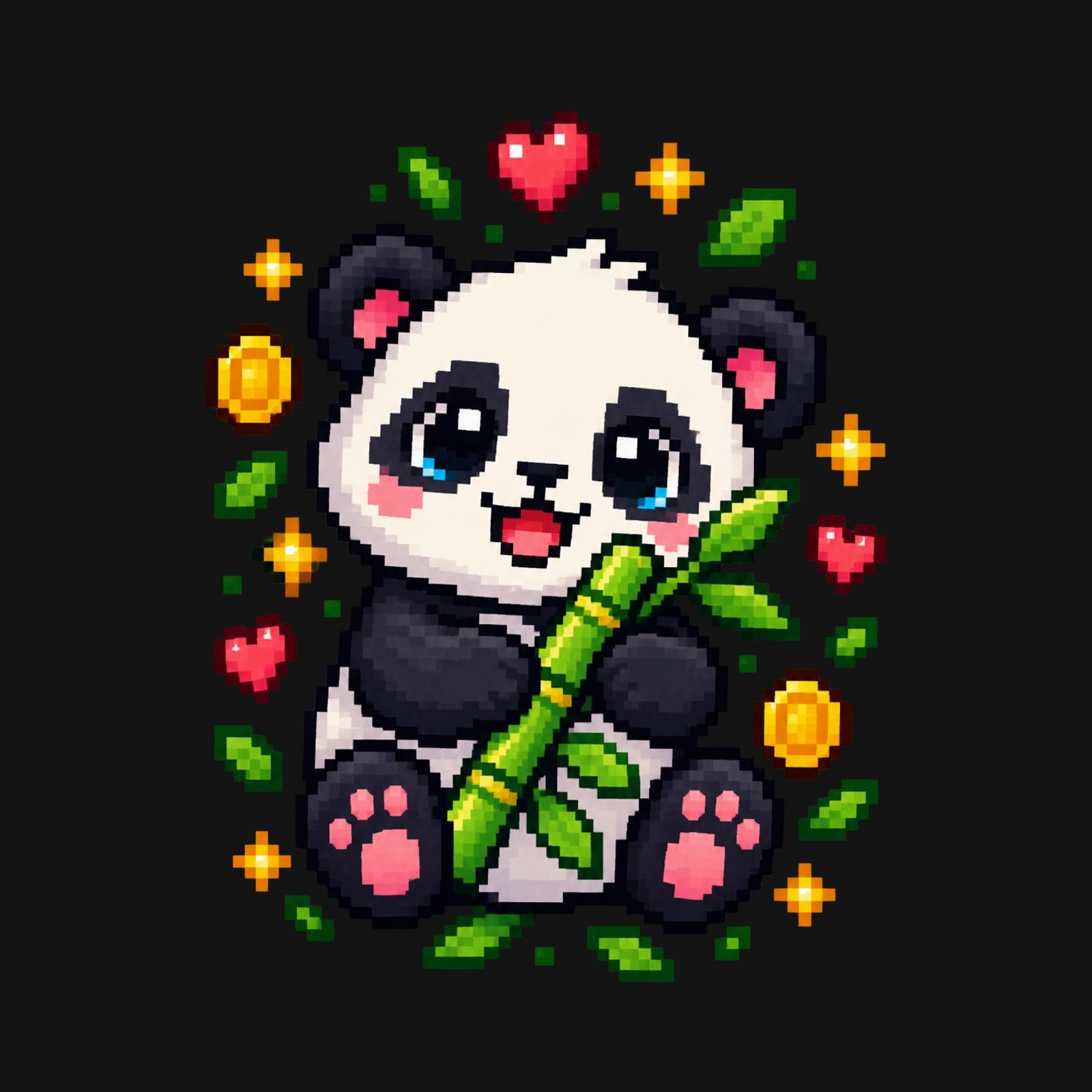 Koszulka z pandą dla chłopca czarna pixel art kwadratowe kształty prezent, zdjęcie 2