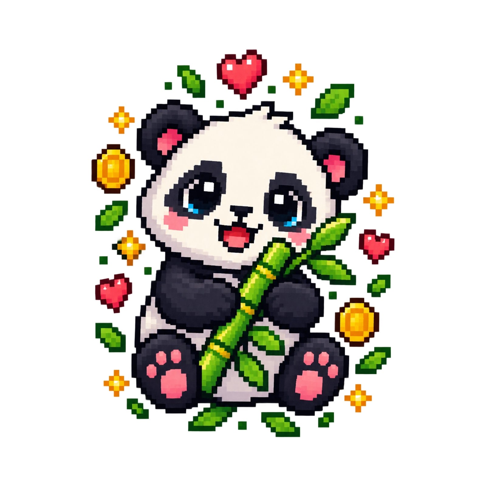 Koszulka z pandą dla chłopca biała pixel art kwadratowe kształty prezent, zdjęcie 2