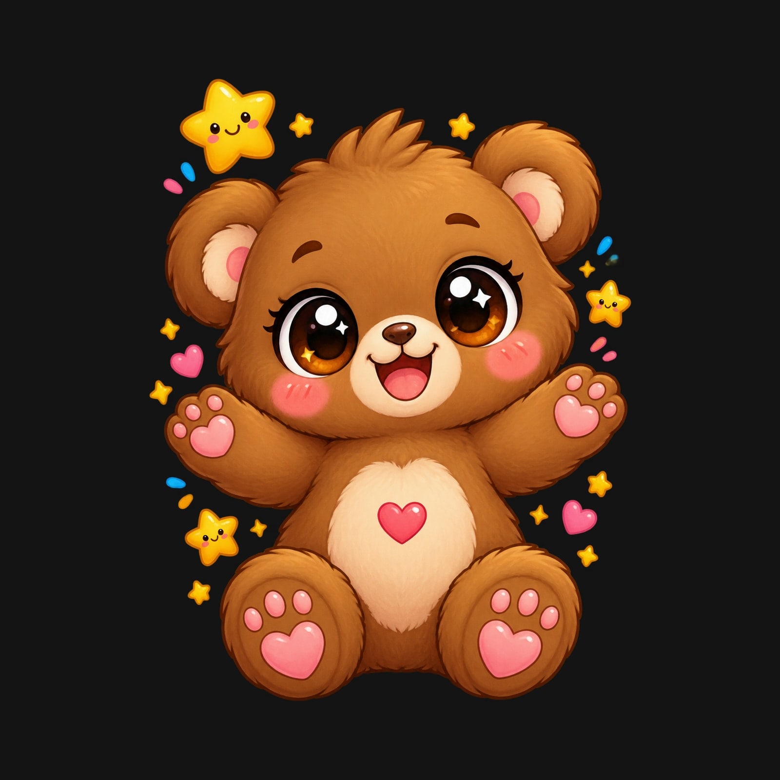 Koszulka z misiem dla dziewczynki czarna słodki styl kawaii prezent, zdjęcie 2