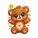 Koszulka z misiem dla chłopca biała słodki styl kawaii dla dzieci, zdjęcie 2