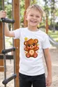 Koszulka z misiem dla chłopca biała słodki styl kawaii dla dzieci, zdjęcie 5