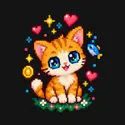 Koszulka dla chłopca z kotkiem czarna retro pixel art prezent, zdjęcie 2