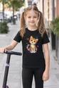 Koszulka z kotkami dla dziewczynki czarna z kolorowych kropek prezent, zdjęcie 7