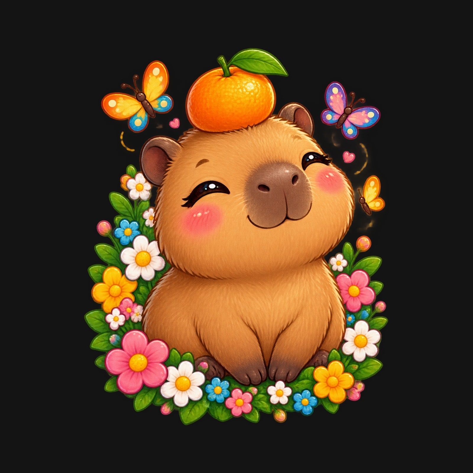 Koszulka z kapibarą dla dziewczynki czarna słodki styl kawaii prezent, zdjęcie 2