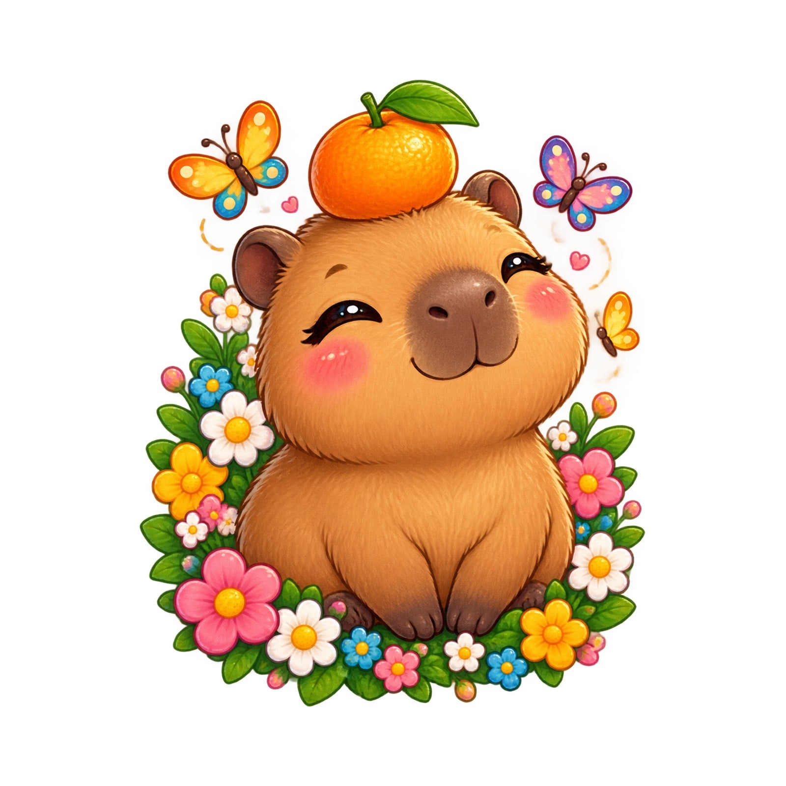 Koszulka z kapibarą dla dziewczynki biała słodki styl kawaii dla dzieci, zdjęcie 2