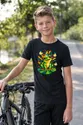 Koszulka z żabą dla chłopca czarna geometryczny wzór dla dzieci, zdjęcie 3