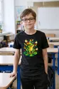 Koszulka z żabą dla chłopca czarna geometryczny wzór dla dzieci, zdjęcie 4