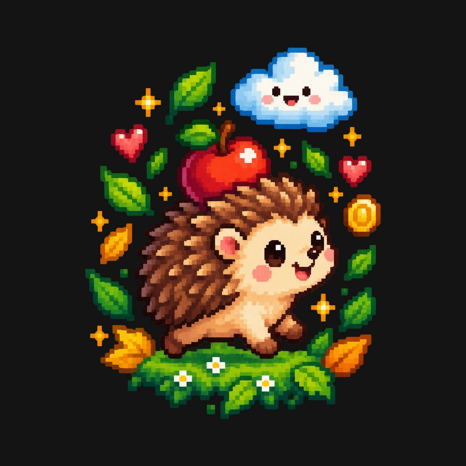 Koszulka z jeżem dla dzieci dla dziewczynki czarna retro pixel art, zdjęcie 2