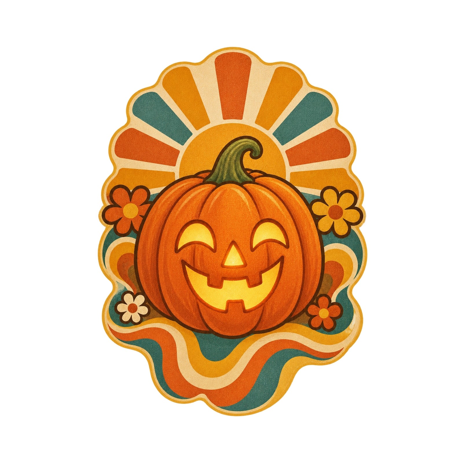 Koszulka z dynią halloweenową dla dziewczynki biała styl retro lat 70, zdjęcie 2