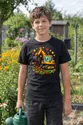 Koszulka z koparkami dla chłopca czarna blokowy styl pixel art dla dzieci, zdjęcie 8