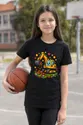 Koszulka z koparkami dla dziewczynki czarna blokowy styl pixel art prezent, zdjęcie 7