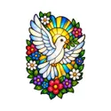 Koszulka dziecięca z gołębiem dla dziewczynki biała witraż, zdjęcie 2