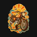Koszulka dla dziewczynki z motorem czarna klimat retro lata 70, zdjęcie 2