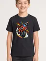 Koszulka dziecięca z motorem dla chłopca czarna komiksowa dynamika, zdjęcie 1