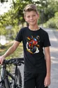 Koszulka dziecięca z motorem dla chłopca czarna komiksowa dynamika, zdjęcie 3