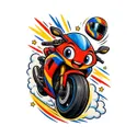 Koszulka dziecięca z motorem dla chłopca biała komiksowa dynamika, zdjęcie 2