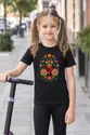 Koszulka dziecięca z rowerem dla dziewczynki czarna ludowa wycinanka, zdjęcie 4