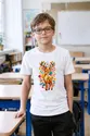 Koszulka z jeleniem dla chłopca biała geometryczny wzór, zdjęcie 3