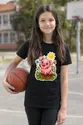 Koszulka z prosiaczkiem dla dziewczynki czarna styl naklejki, zdjęcie 8