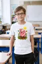 Koszulka z prosiaczkiem dla chłopca biała styl naklejki z konturem, zdjęcie 8